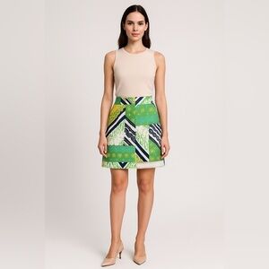 Trina Turk Vibrant Green and Blue Mini Skirt sz 4